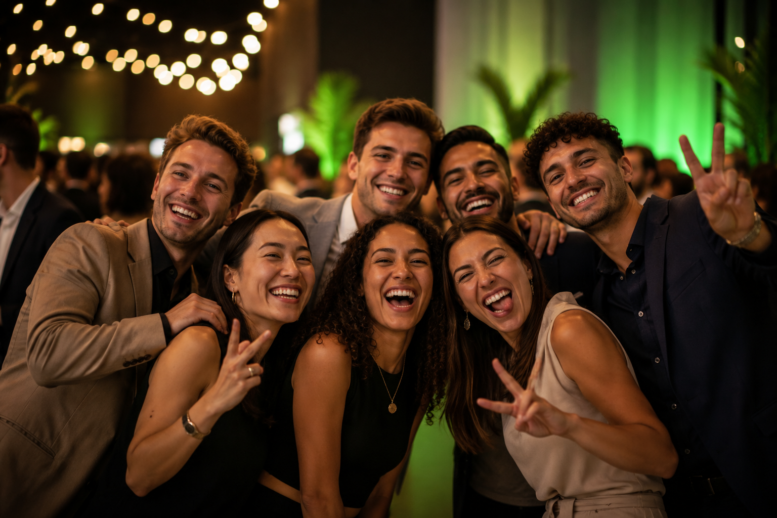 Group of friends having fun at an event